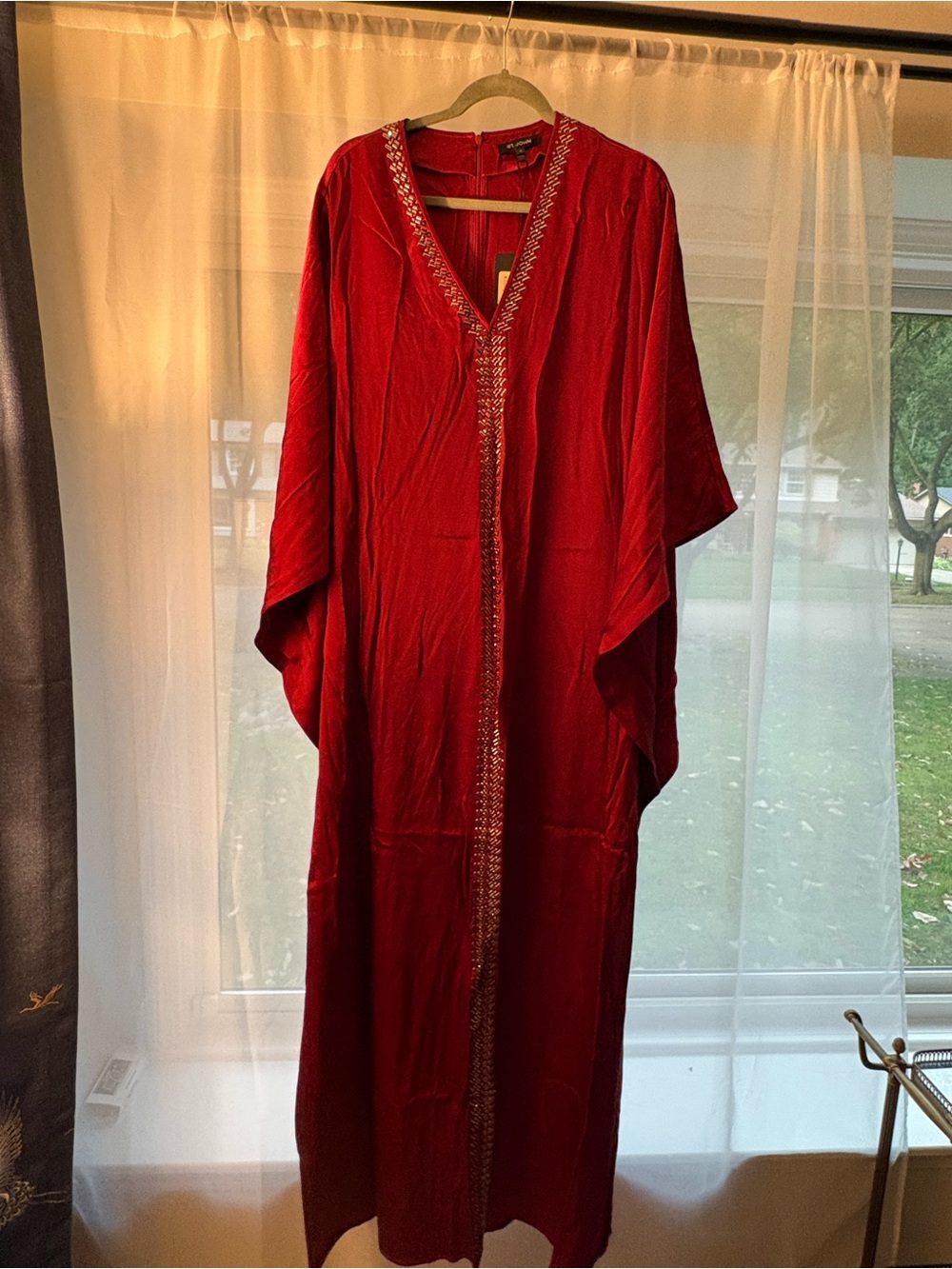 St. John Red Embellished Caftan